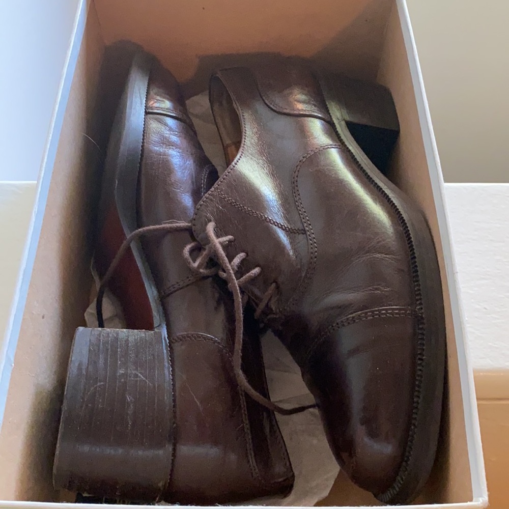SIMARD & VOYER LACE UP OXFORD DERBY SHOES Size 37 MADE IN ITALY w/ORIGINAL BOX